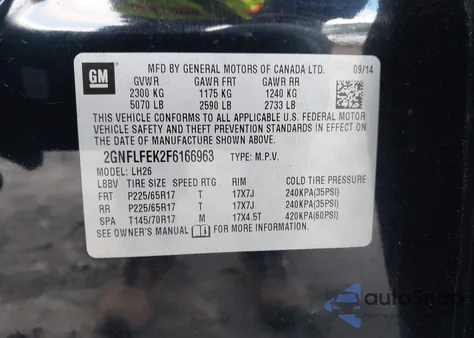 2015 Chevrolet Equinox 1Lt z USA, uszkodzony, nr VIN 2GNFLFEK2F6166963